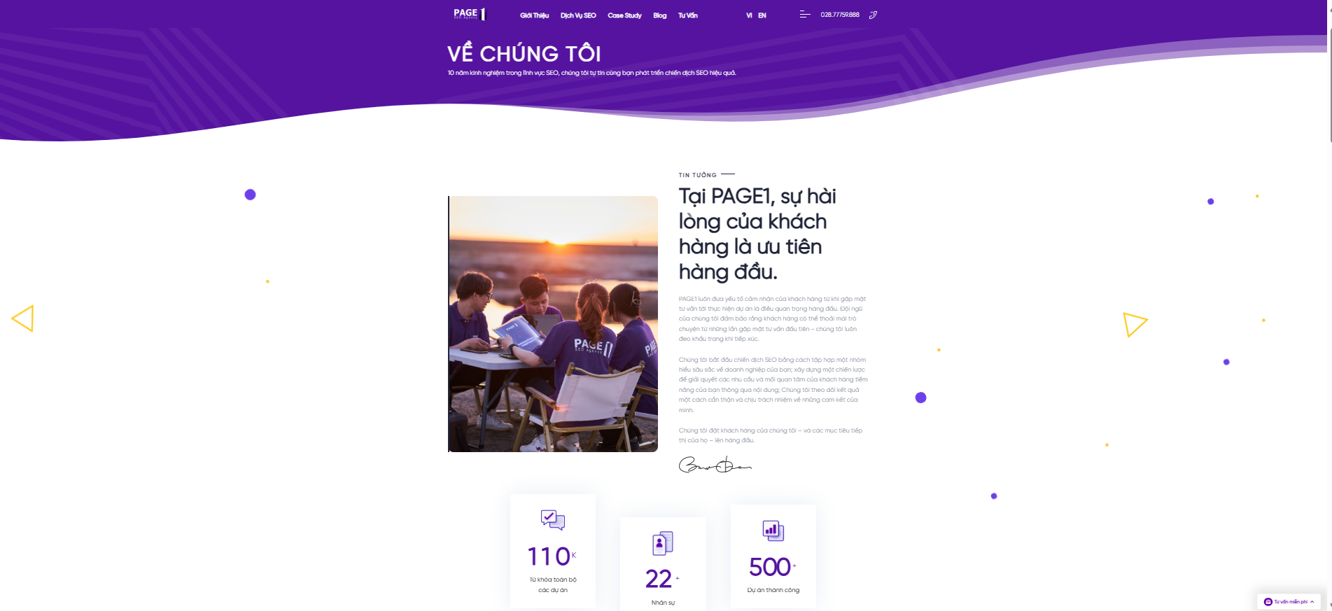 PAGE1 là Agency quy tụ 22+ nhân sự, có văn phòng tại Bình Tân và Bến Thành, TP. Hồ Chí Minh, chuyên phục vụ khách hàng đa ngành.