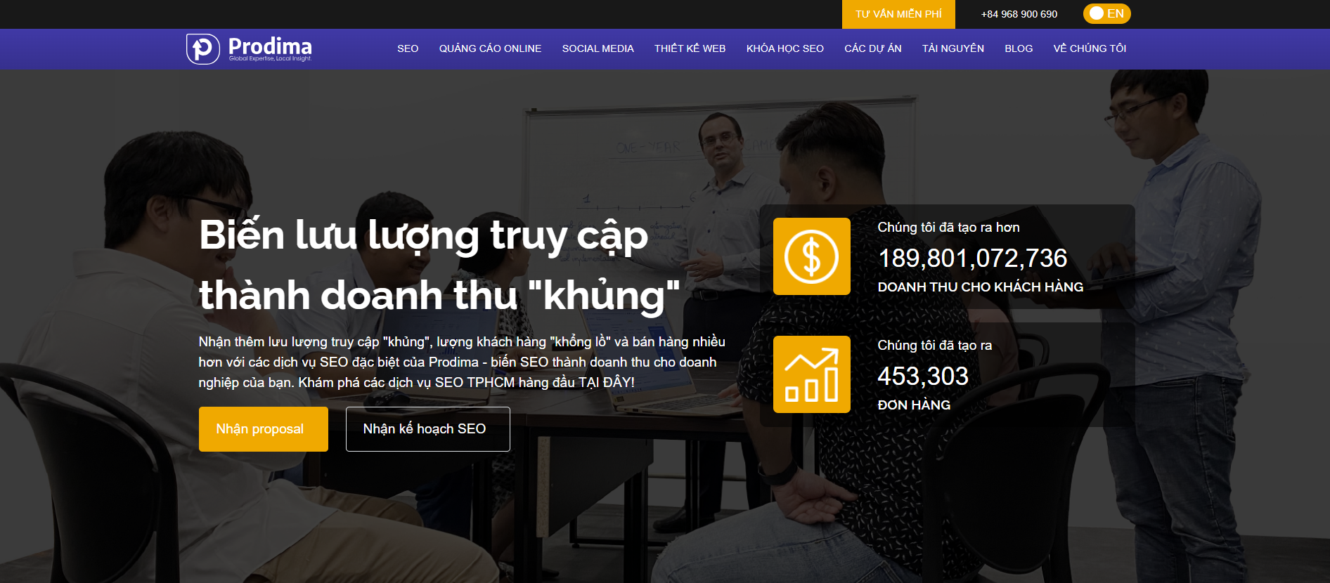 Prodima tự tin với khả năng biến lưu lượng truy cập website thành doanh thu. 